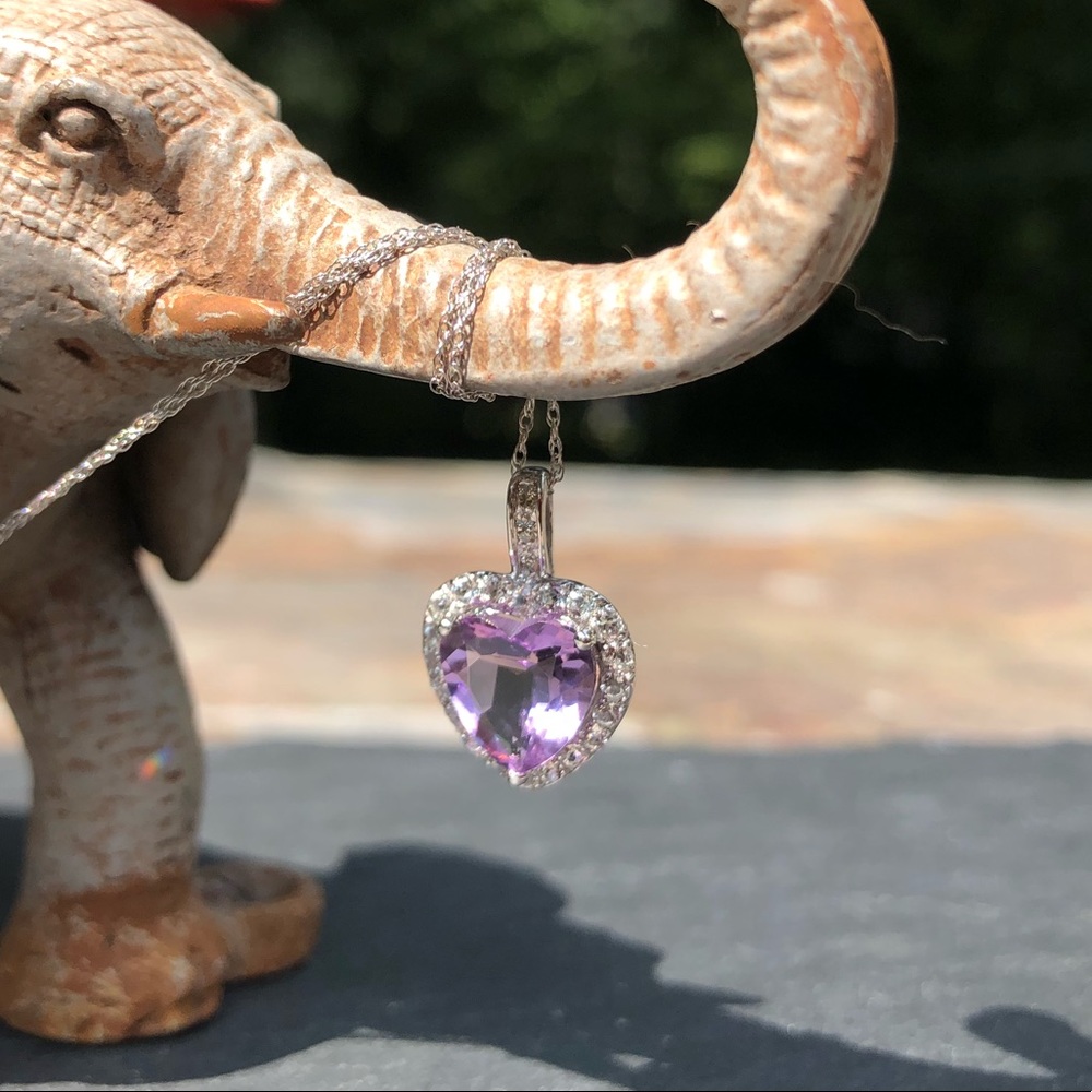 10K Amethyst ❤️ Pendant W/Diamond Accents